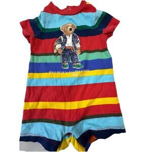 Ralph Lauren Polo Bear By Ralph Lauren 3m Baby Multi Color Striped Snap one pce